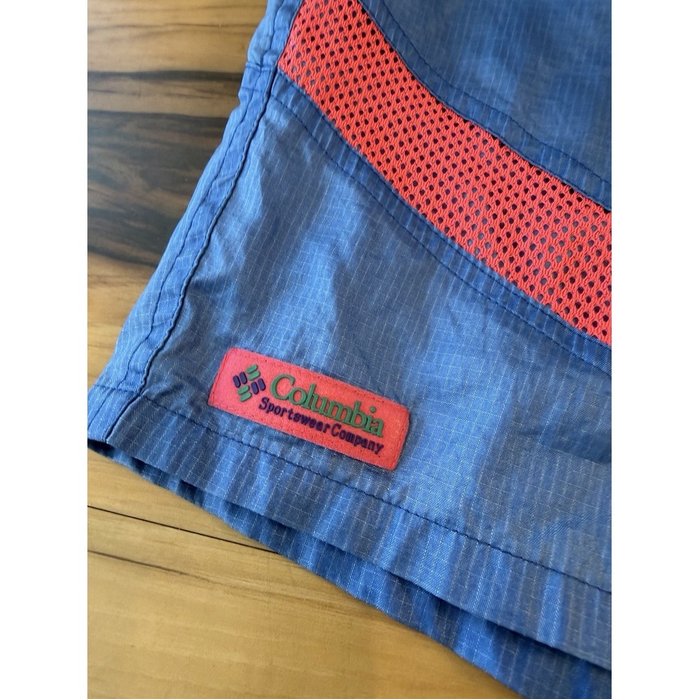 Vtg‎ Columbia Sportswear Mens XL Nylon Hiking Shorts Blue Pink Belt Gorpcore 90s - Picture 2 of 12